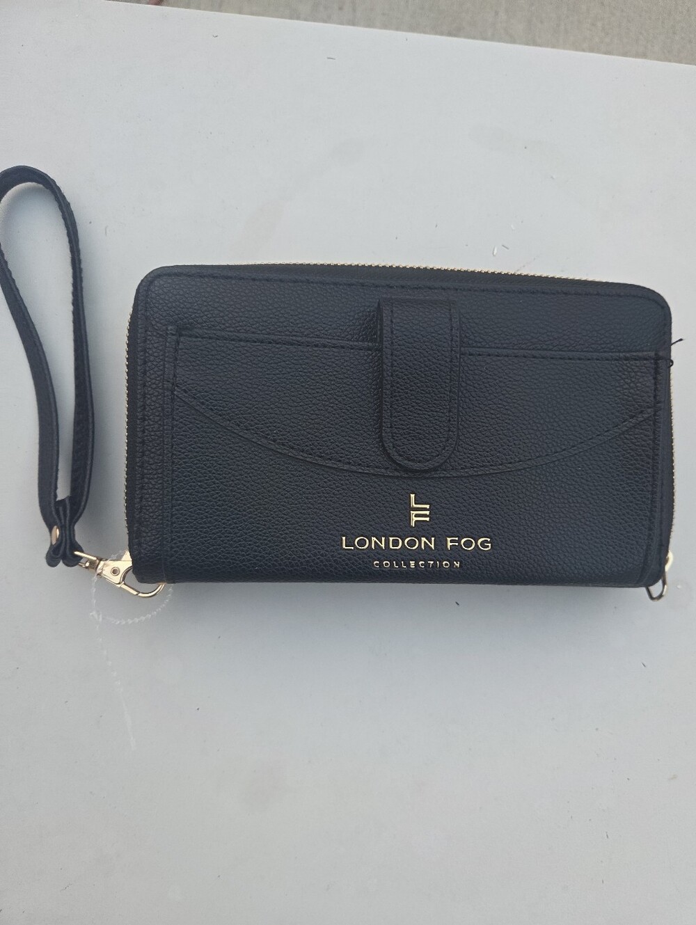 London Fog Black Wristlet Wallet with Gold Logo